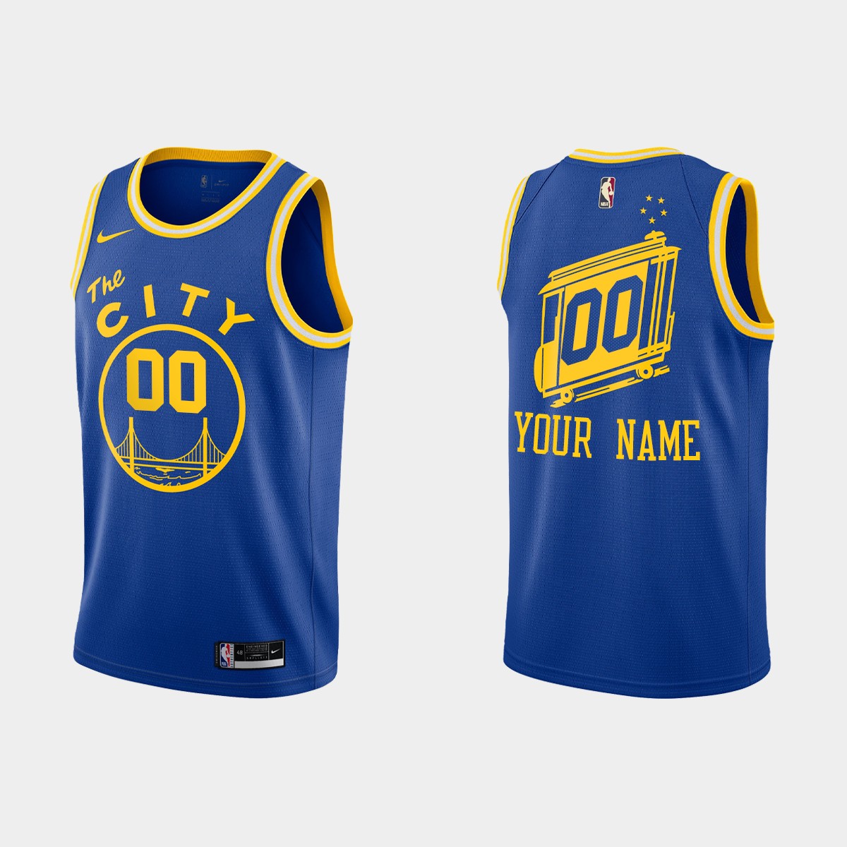 Men's Golden State Warriors Blue Customized 2020-21 Hardwood Classics Stitched NBA Jersey